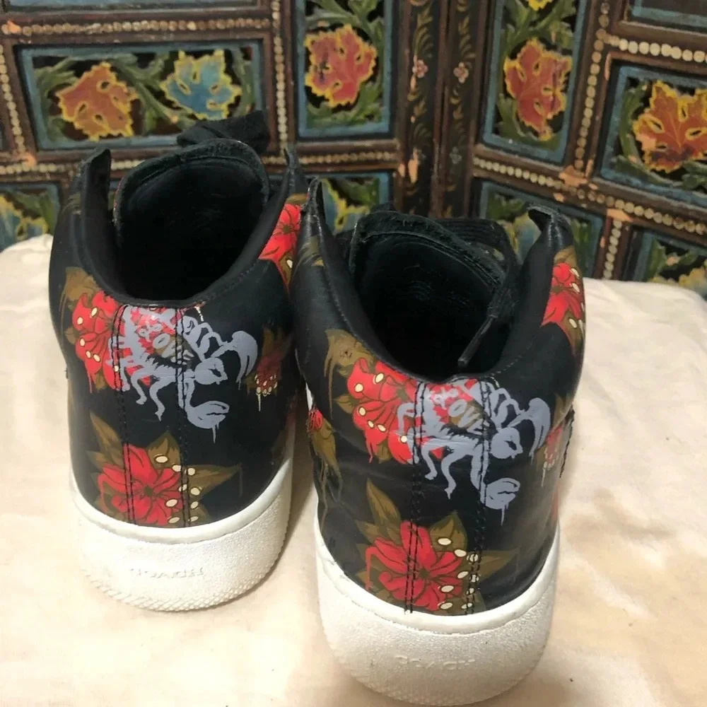 COACH C210 LEATHER WILD LILY FLORAL MID TOPS SIZE 8.5: 41 - Picture 4 of 6